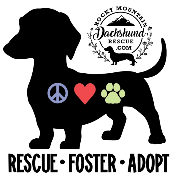 Rocky Mountain Dachshund Cartoon PEACE LOVE ADOPT Sticker